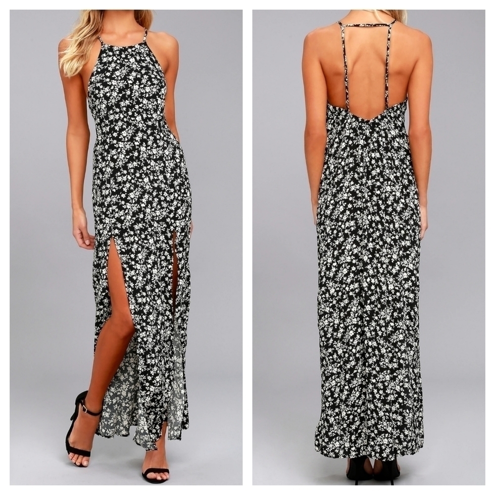 Lulu's "Lily Jane" Floral Split Leg Maxi Dress